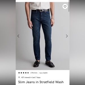 Madewell slim 73% cotton jeans w33 L30